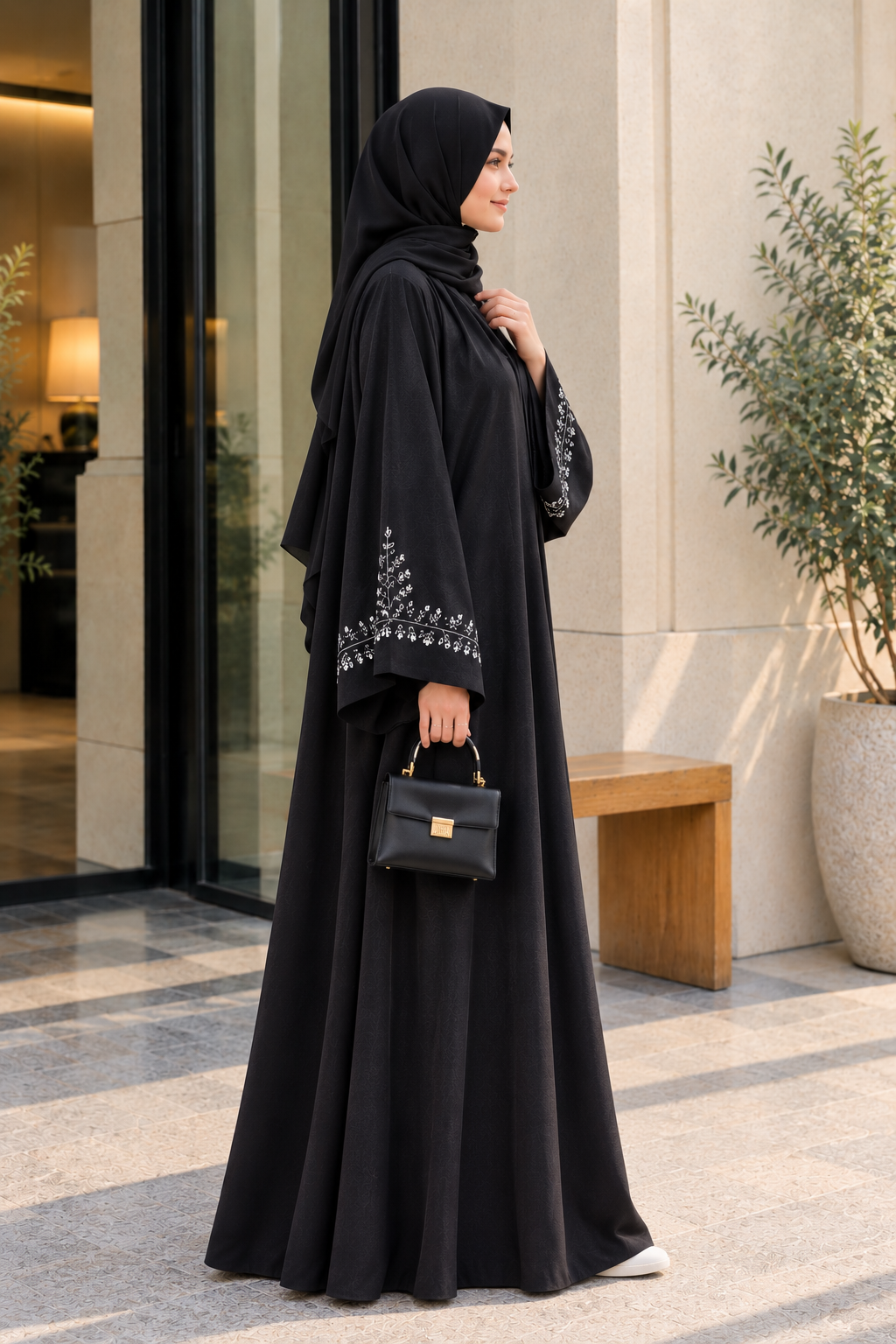 Elegant Black Embroidered Abaya
