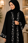 Elegant Black Floral Embroidered Abaya – Luxury Modest Wear for Women
