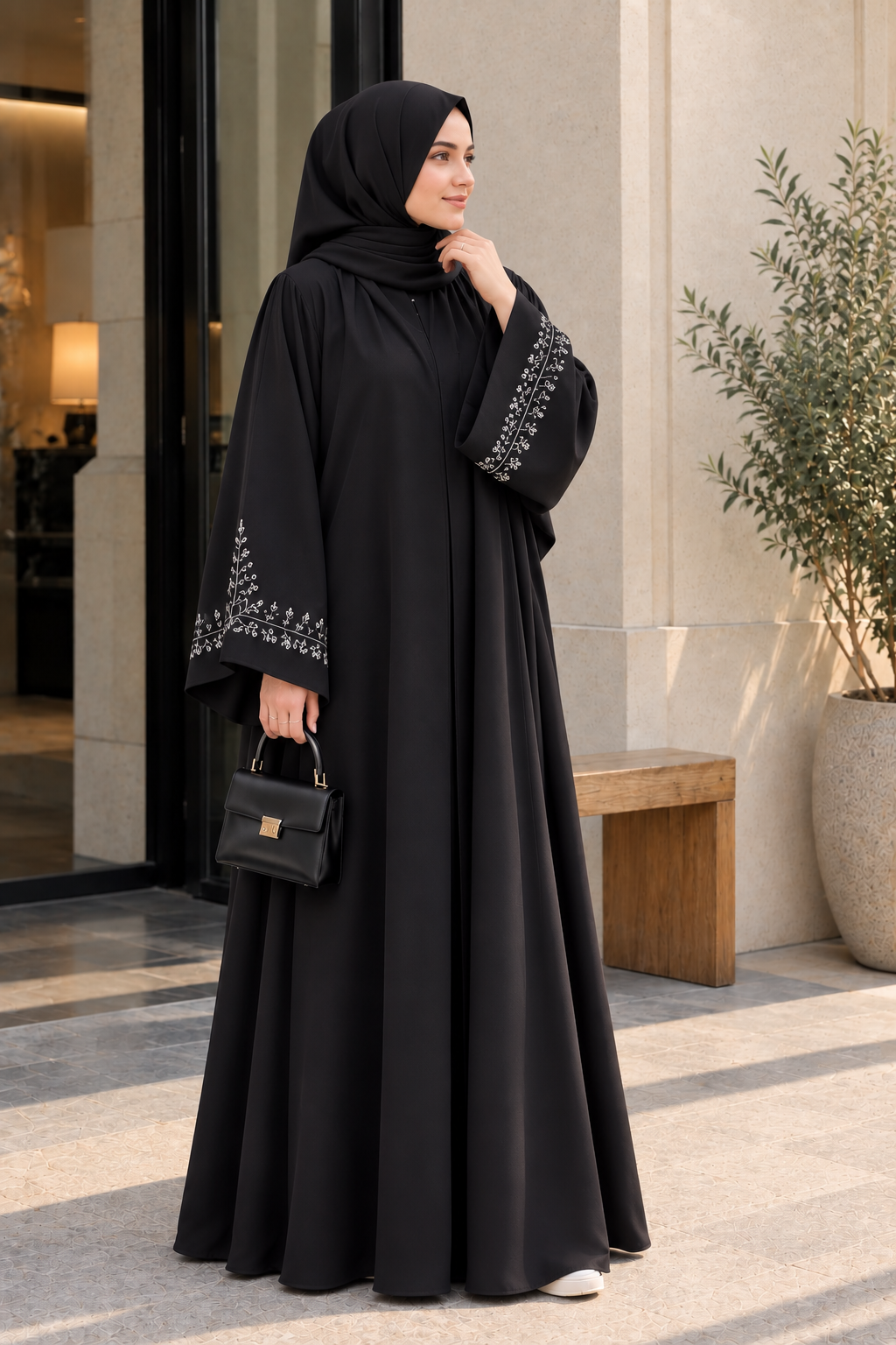 Elegant Black Embroidered Abaya