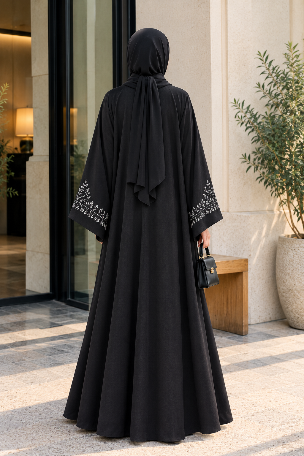 Elegant Black Embroidered Abaya
