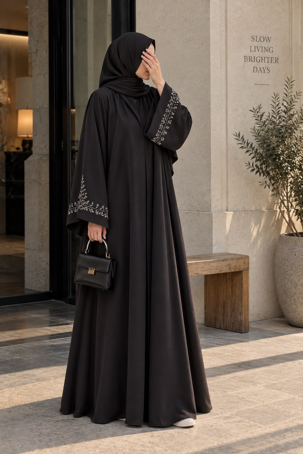 Elegant Black Embroidered Abaya