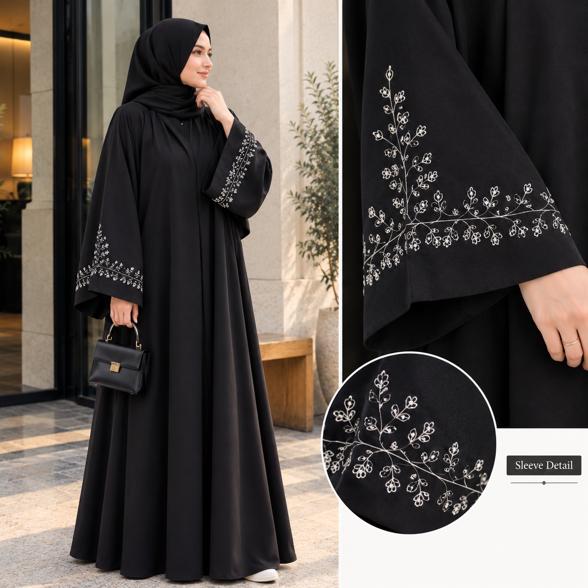 Elegant Black Embroidered Abaya