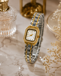 Elegant Luxury Two-Tone Ladies Wrist Watch – Crystal Bezel, Premium Bracelet & Stylish Dial
