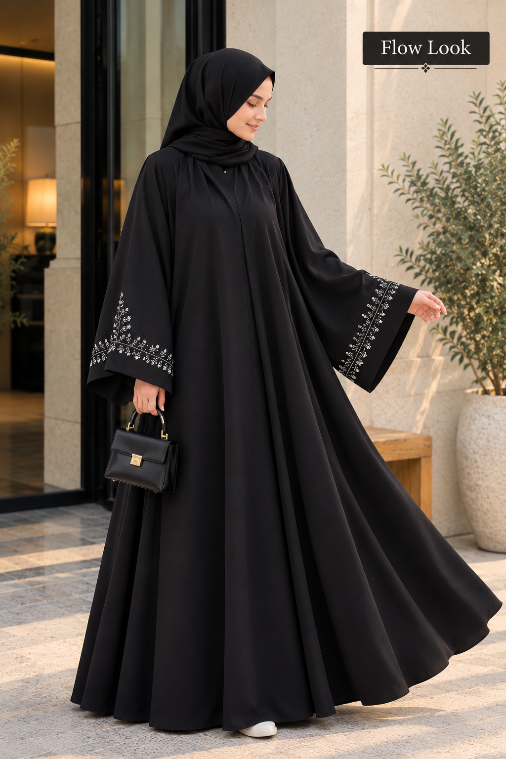 Elegant Black Embroidered Abaya
