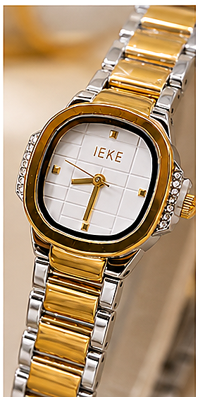 IEKE Women’s Luxury Two-Tone Watch – Elegant Gold & Silver Bracelet Watch with Crystal-Accent Case