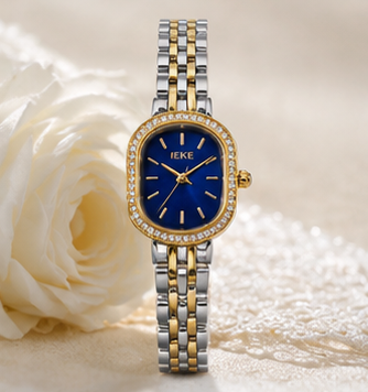 IEKE Women’s Luxury Watch – Elegant Navy Blue Dial & Two-Tone Bracelet