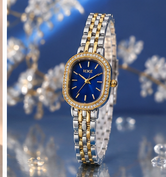 IEKE Women’s Luxury Watch – Elegant Navy Blue Dial & Two-Tone Bracelet