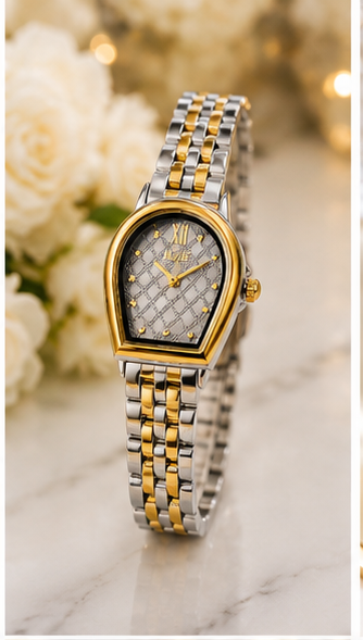 Elegant Women’s Luxury Watch – Two-Tone Gold & Silver Fashion Wristwatch