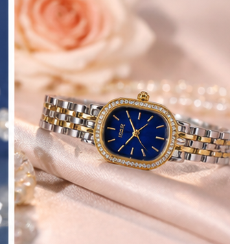 IEKE Women’s Luxury Watch – Elegant Navy Blue Dial & Two-Tone Bracelet