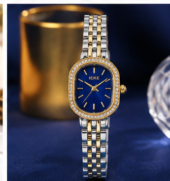 IEKE Women’s Luxury Watch – Elegant Navy Blue Dial & Two-Tone Bracelet