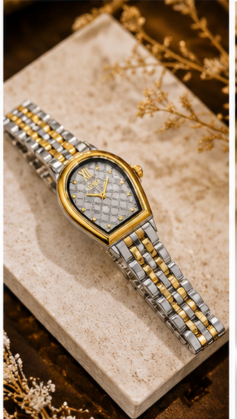 Elegant Women’s Luxury Watch – Two-Tone Gold & Silver Fashion Wristwatch