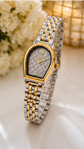 Elegant Women’s Luxury Watch – Two-Tone Gold & Silver Fashion Wristwatch